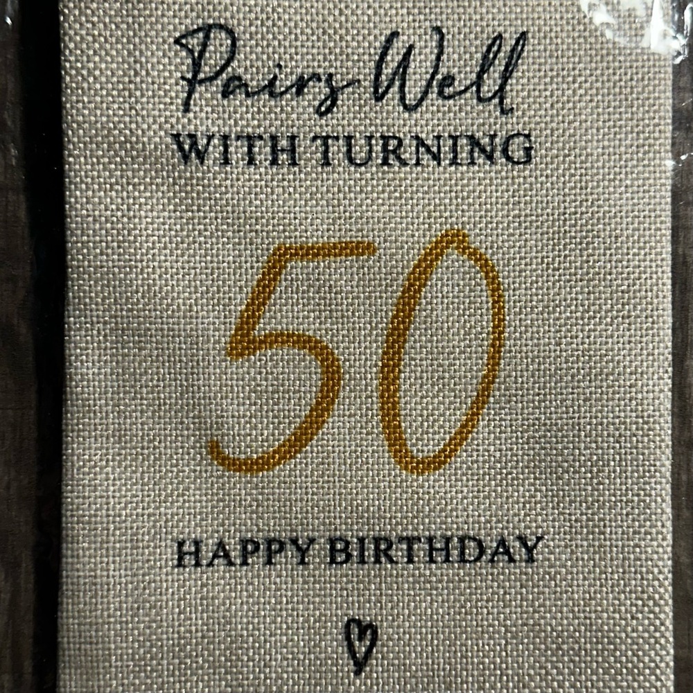 50th Birthday Wine Bag Cream With Gold And Black Text Easy Gift Idea NEW - Picture 3 of 6